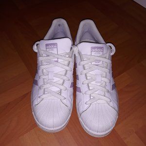 White & Lilac Adidas Superstars
